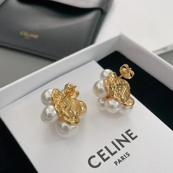 CELINE [Colored Bead Flower Earrings] Vintage Model
